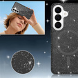 Třpytivé pouzdro, pro MagSafe pro Samsung Galaxy S26, průhledné/černé