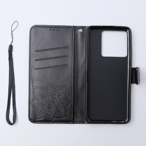 Klapkové puzdro pre Xiaomi 13T / 13T Pro, Butterfly, čierne