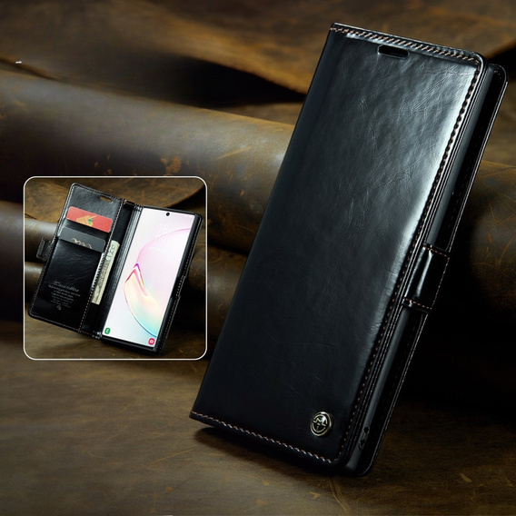 CASEME flipové puzdro pre Samsung Galaxy Note 10 Plus, Waxy Textured, čierne
