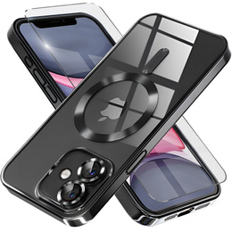 Puzdro pre iPhone 11, Electro MagSafe, čierne + sklo na displej