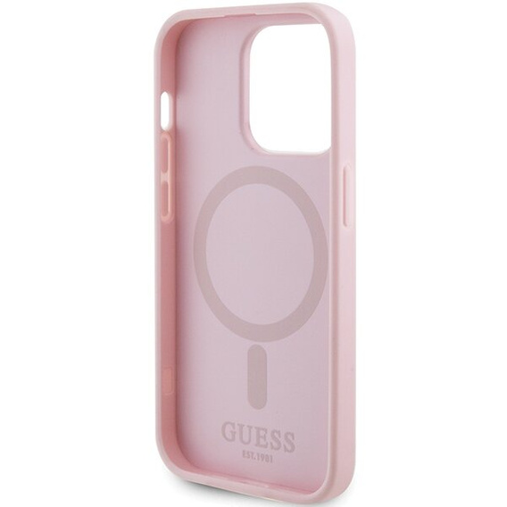 GUESS Obal na mobil pre iPhone 14 Pro, Saffiano MagSafe, ružové