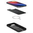 Puzdro Spigen pre iPhone 16E, Liquid Air, čierne + tvrdené sklo 9H