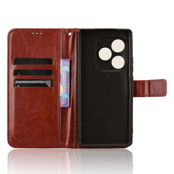 Klapkové puzdro pre Realme GT 6 / 6T, Crazy Horse Wallet, hnedé
