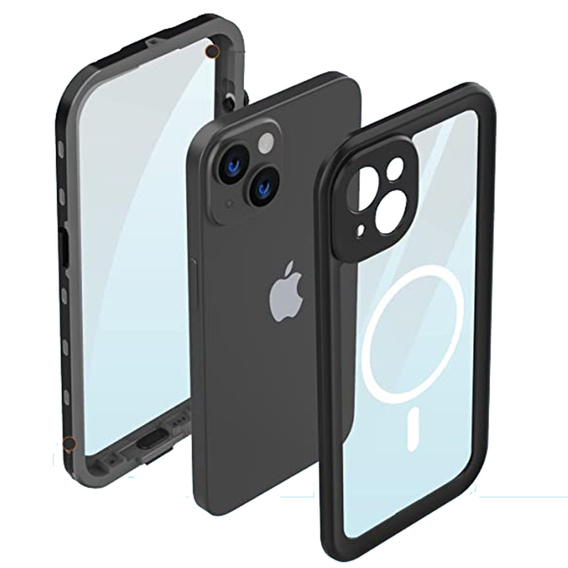 Vodotesné puzdro pre iPhone 14, Redpepper, pre MagSafe, čierne