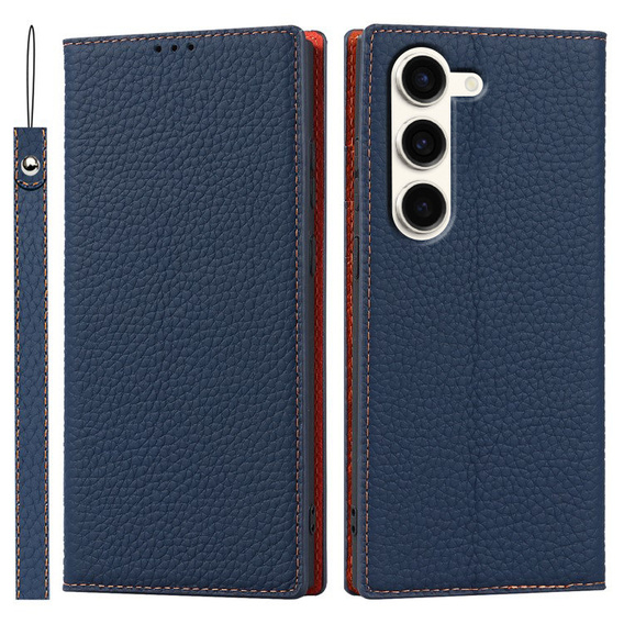 Kožené puzdro pre Samsung Galaxy S23 Plus, ERBORD Grain Leather, námornícky modrý