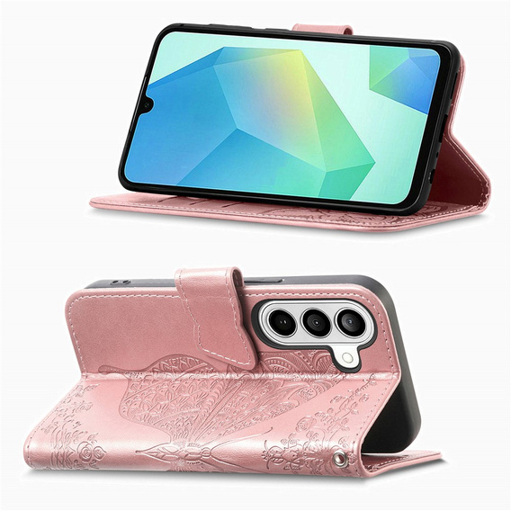 Kryty s motýľovým otváraním pre Samsung Galaxy A57 5G, ružové