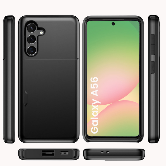 Obal na mobil pre Samsung Galaxy A56 5G, Sliding Card Holder, čierne