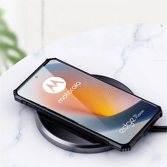Puzdro pre Motorola Edge 50 Fusion 5G, s magnetickým štítkom, transparentné / čierne