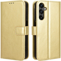 Klapkové puzdro pre Samsung Galaxy M55 5G, Crazy Horse Wallet, zlaté