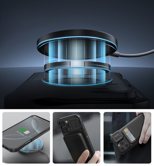 Obrnené puzdro pre iPhone 16 Pro Max, Dexnor CamProtect MagSafe, čierne