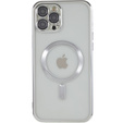 Puzdro pre iPhone 12 Pro, Electro MagSafe, strieborné + sklo na displej