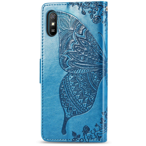 Klapkové puzdro pre Xiaomi Redmi 9A, Butterfly, modré