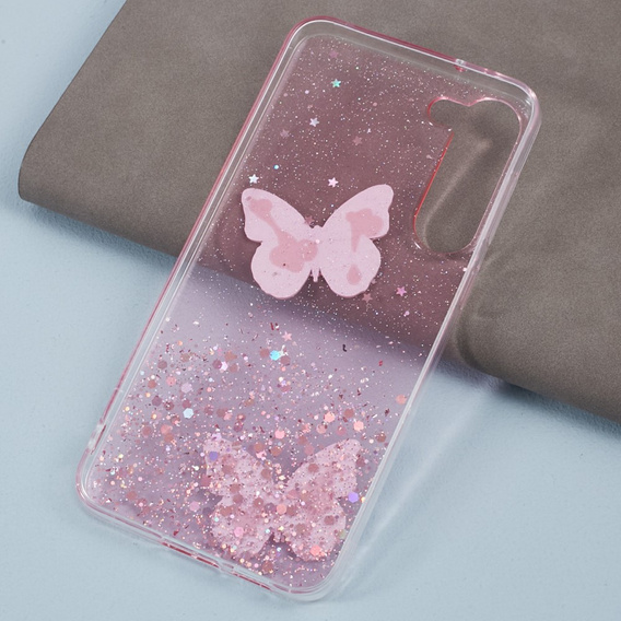 Puzdro pre Samsung Galaxy S24, Glitter Butterfly, ružové