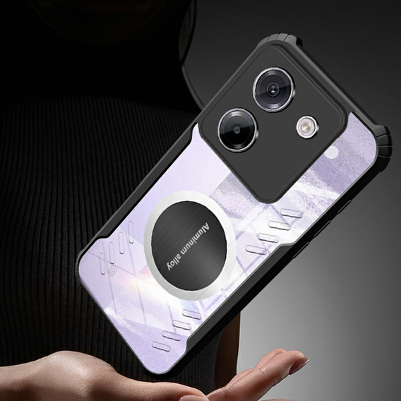 Puzdro pre Xiaomi Poco M7 Pro 5G, s magnetickým štítkom, transparentné / čierne