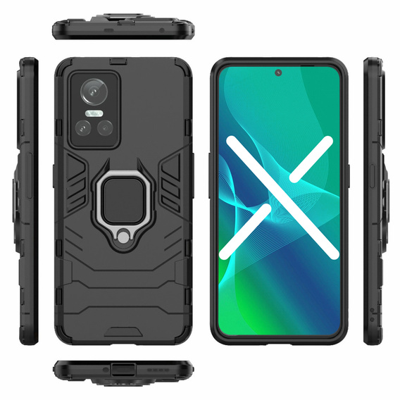 Obal na mobil pre Realme GT Neo 3, Kickstand Ring, čierne