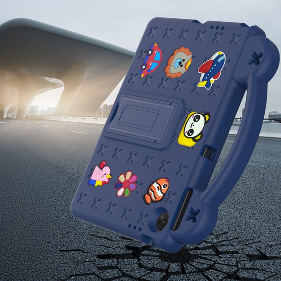 Detské puzdro pre Lenovo Tab TB311FU, Cute Patterns, so stojanom, tmavomodré