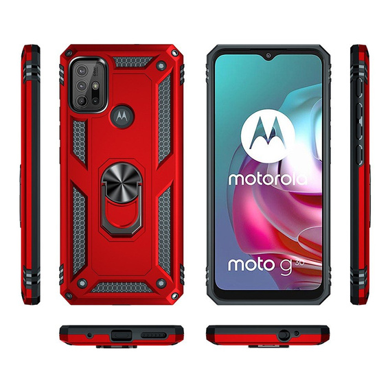Pancierované obal na mobil pre Motorola Moto G10/G30, Nox Case Ring, červené