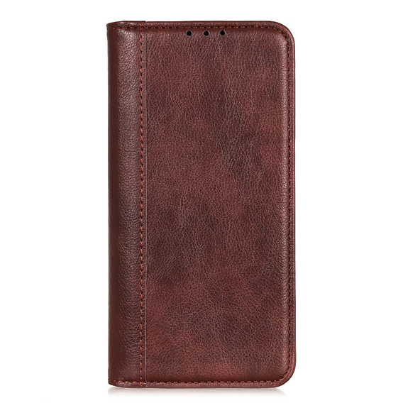 Obal na mobil pre Xiaomi 14T Pro, Wallet Litchi Leather, hnedé