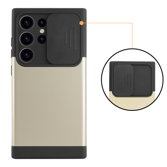 Obal na mobil pre Samsung Galaxy S24 Ultra, ERBORD MagProtect Slide Camera, zlaté