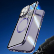 Magnetické puzdro Dual Glass MagSafe pre iPhone 15 Pro Max, fialové