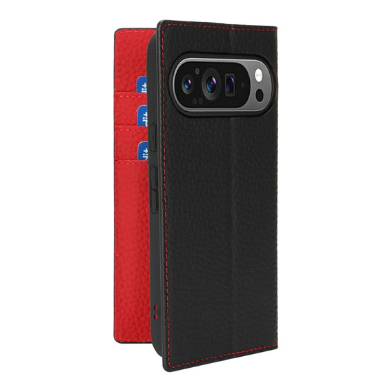 Klapkové puzdro pre Google Pixel 10 / 10 Pro, koža Litchi Grain, čierne