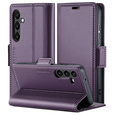 Puzdro pre Samsung Galaxy A16, ERBORD Glossy Litchi, flipová peňaženka, fialové