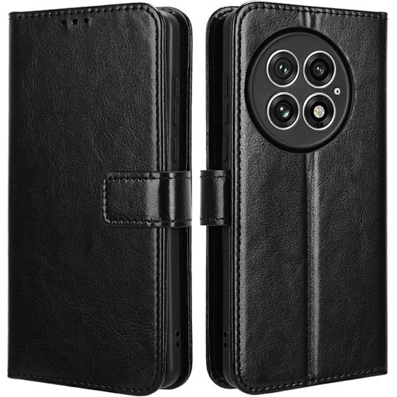 Klapkové puzdro pre OnePlus 13, Crazy Horse Wallet, čierne