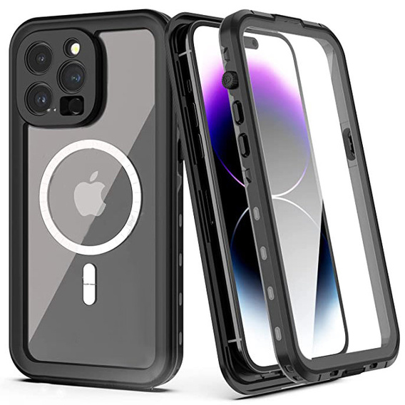 Vodotesné puzdro pre iPhone 14 Pro, Redpepper, pre MagSafe, čierne
