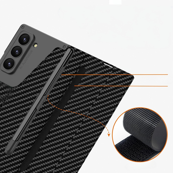 Peňaženkové puzdro s chlopňou uhlíkovo čierne pre Samsung Galaxy Z Fold 7 5G