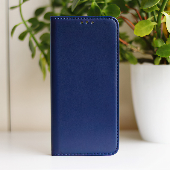 Klapkové puzdro pre Realme C67 4G, Smart Magnetic, tmavomodré + 9H sklo