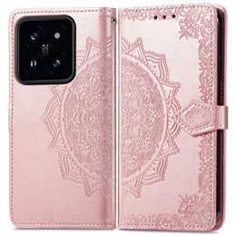 Klapkové puzdro pre Xiaomi 14T Pro, Mandala, ružové rose gold