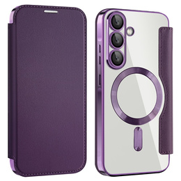 Klapkové puzdro pre Samsung Galaxy A36, RFID Wallet MagSafe CamShield, fialové