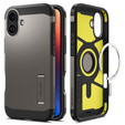 Puzdro Spigen pre iPhone 16, Tough Armor Mag MagSafe, sivé + tvrdené sklo 9H