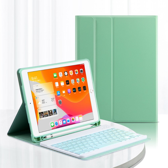 Puzdro + klávesnica iPad 10.2 7/8/9 gen 2019/2020/2021, Keyboard Cover Pen Slot, zelený