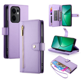 Klapkové puzdro pre Oppo Reno 13F 5G, Wallet Zipper Pocket, fialové