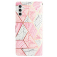 Klapkové puzdro pre Samsung Galaxy A25 5G, Wallet Marble, ružové + 9H sklo
