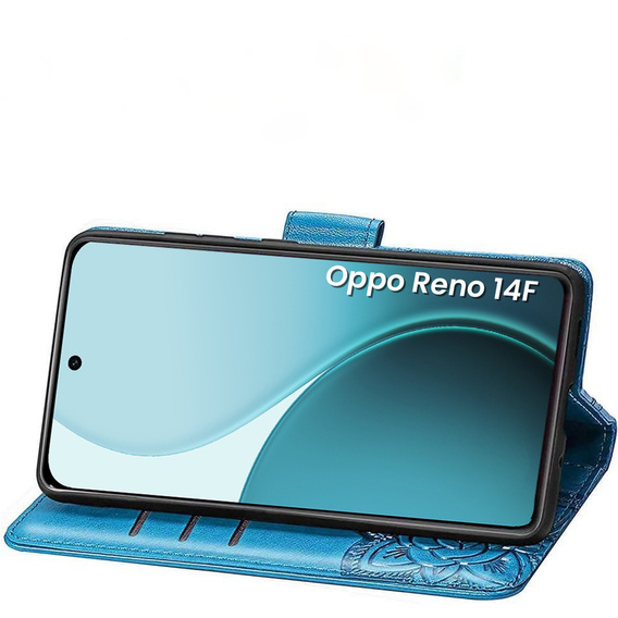 Klopové puzdro pre Oppo Reno 14F, peňaženka, Butterfly, modré