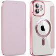 Klapkové puzdro pre iPhone 12, RFID Wallet MagSafe CamShield, ružové