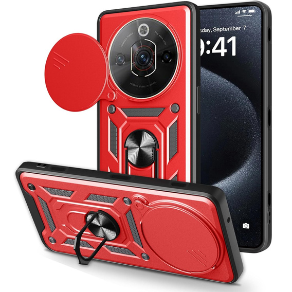 CamShield Slide ochranné puzdro s krytom fotoaparátu a krúžkom pre Nubia Focus Pro 5G, červené