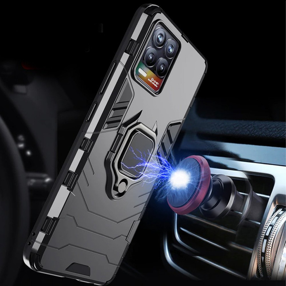 Obal na mobil pre Realme 8 / 8 Pro, Kickstand Ring, čierne