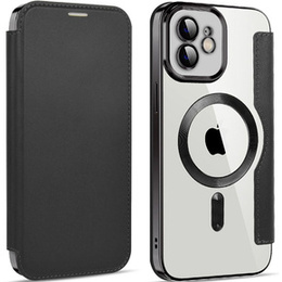 Klapkové puzdro pre iPhone 12, RFID Wallet MagSafe CamShield, čierne