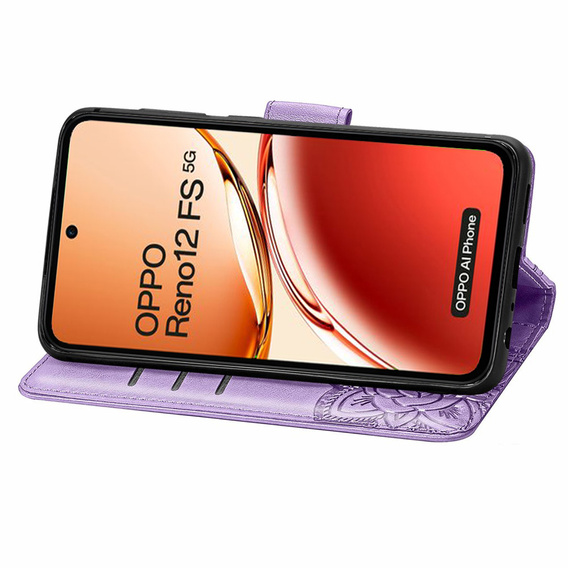 Klapkové puzdro pre Oppo Reno 12FS / 12F, Butterfly, fialové