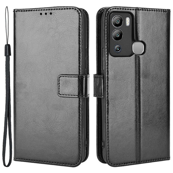 Klapkové puzdro pre Infinix Hot 12i 4G, Crazy Horse Wallet, čierne