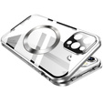 Magnetické puzdro Dual Glass MagSafe pre iPhone 16 Pro, strieborné