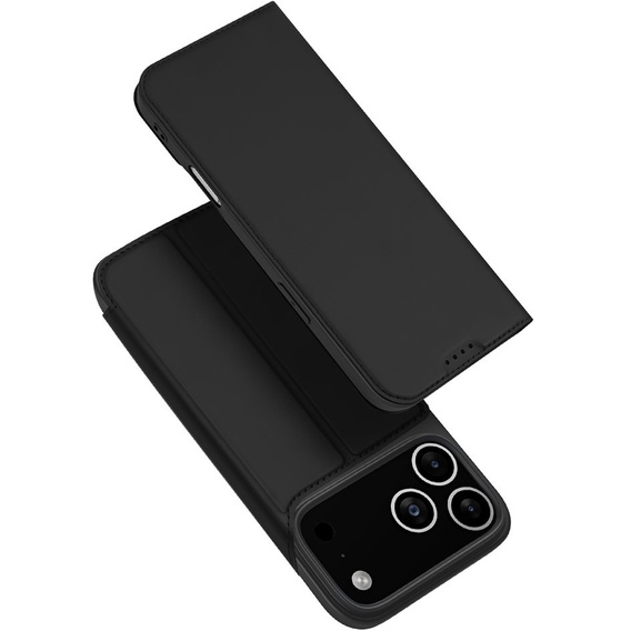 Puzdro Dux Ducis pre iPhone 17 Pro Max, Skin Pro, s chlopňou, s otvorom na kartu, čierne