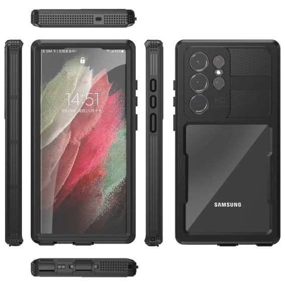 Vodotesné puzdro IP68 pre Samsung Galaxy S23 Ultra, čierne
