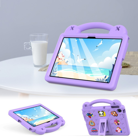 Detské puzdro pre Lenovo Tab TB311FU, Cute Patterns, so stojanom, fialové