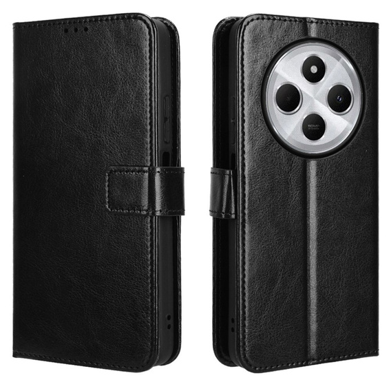 Klapkové puzdro pre Xiaomi Redmi 14C, Crazy Horse Wallet, čierne