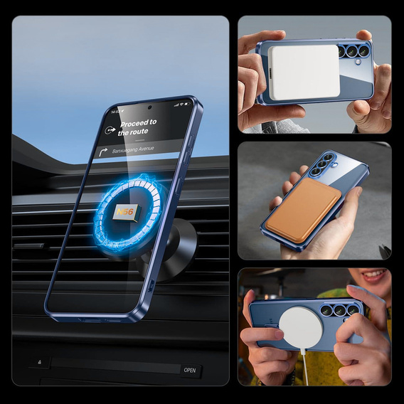 Puzdro pre Samsung Galaxy A26, Electro MagSafe, tmavomodré + sklo na displej