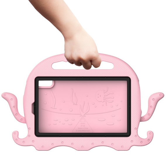 Detské puzdro pre Lenovo Tab M9, s rukoväťou, chobotnica, ružové